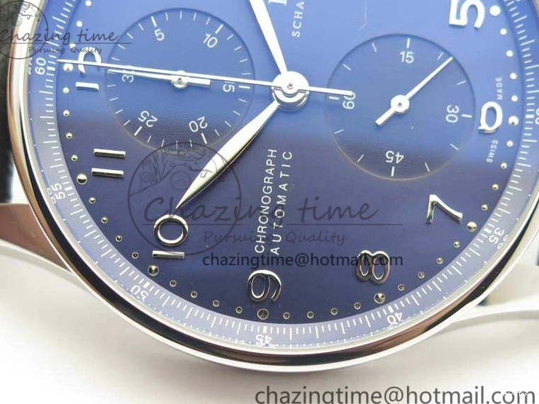 MIROTIME 0524 MoistureWicking Portuguese IW371491 ZF 1:1 Best Edition SS Blue Dial On Leather Strap A79350 (Slim Movement) V 7221